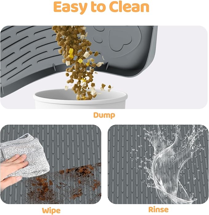 Bartuke Dog Food Mat, Extra Large 57" x 40" Silicone Pet Feeding Mat with Raised Edge Pet Placemat for Small, Medium, and Large Pets Non-Slip, Easy to Clean (Dark Grey)