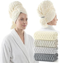 REDKISS 4 Pack Extra Large Hair Towels - Microfiber Oversized Hair Towel Wrap for Women, 23 x 47 inches Hair Towels with Elastic Strap, Super Soft Hair Drying Towels for Long, Thick, Curly Turbans