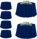sancua Round Tablecloth 132 Inch Diameter, 6 Pack - Circle Polyester Fabric Table Cloth for Wedding Party Reception Banquet Birthday, Washable Formal Table Cover (Fit 54-96 Inch Tables), Navy Blue