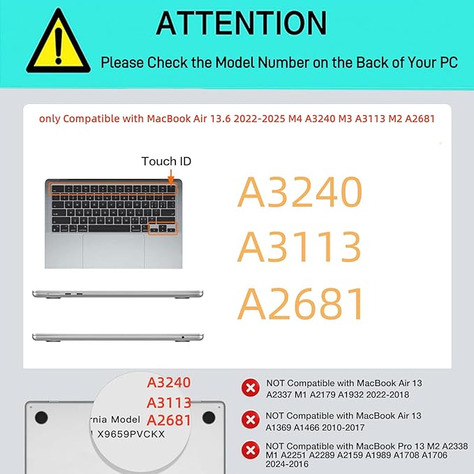 BYCeKe Cute Clear Print Case for MacBook Air 13 inch 2025-2022 M4 A3240 M3 A3113 M2 A2681,for Mac Air13 M4 Sturdy Pattern Plastic Hard Shell&Keyboard Cover for MacBook Air 13.6 Cases,Butterfly Tree