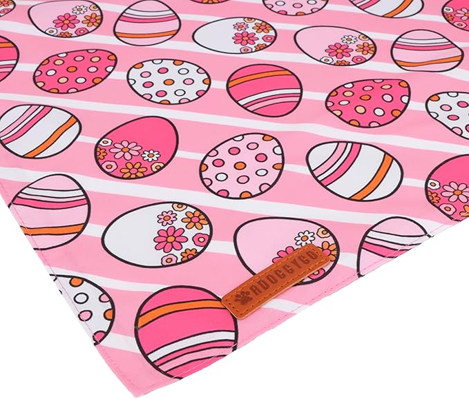 ADOGGYGO Easter Dog Bandana, Pink Bunny Scarf, Premium Durable Fabric, Adjustable Fit Female Pet Easter Bandanas for Small Dogs (Small)