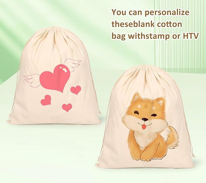 20PCS Cotton Produce Bags, 8X10inch Reusable Muslin Storage Bags with Drawstrings, Natural Cotton Bags, Washable, Biodegradable Linen Bag, Cloth Bags