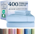 400 Thread Count Cotton Sheet Set - Full Size 100% Cotton Sheets - Easily Fits 8" to 16" Mattress - Silky-Soft, Wrinkle Free, Breathable & Comfy - Deep Pockets & Hotel Quality Bedding Set - Light Blue