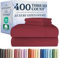 400 Thread Count Cotton Sheet Set - Cal King Size 100% Cotton Sheets - Easily Fits 8" to 16" Mattress - Silky-Soft, Wrinkle Free, Breathable & Comfy - Deep Pockets & Hotel Style Bedding Set - Burgundy