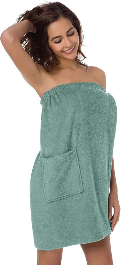 SIORO Women Bath Towel Wrap Robe, Soft Cotton Terry Spa Cloth, Plush Adjustable Closure for Shower, Travel, Pool, Gym