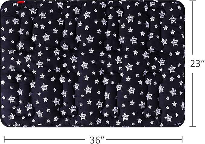 Dog Crate Mat (36" X 23") 2 Pack, Soft Dog Bed Mat with Cute Prints, Personalized Dog Crate Pad, Anti-Slip Bottom, Machine Washable Kennel Pad, Black