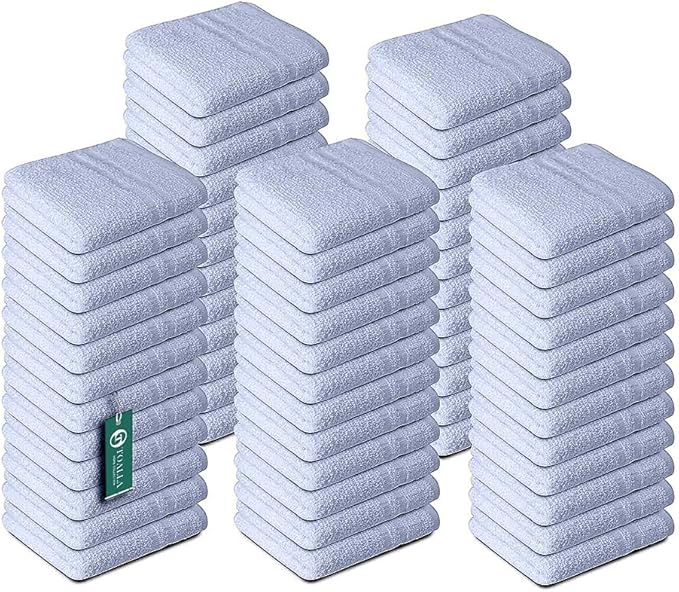 TOALLA 100% Cotton Washcloths - 60 Pack|700 GSM|Soft Face & Body Washcloths|Highly Absorbent|12 x 12 Inches|Blue