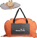 Portable Waterproof Dog Mat for Camping, Patio & Travel - Foldable Outdoor Dog Bed with Teflon Shell & Removable Plush Pad - Easy Clean, Durable - S (Bright Orange)