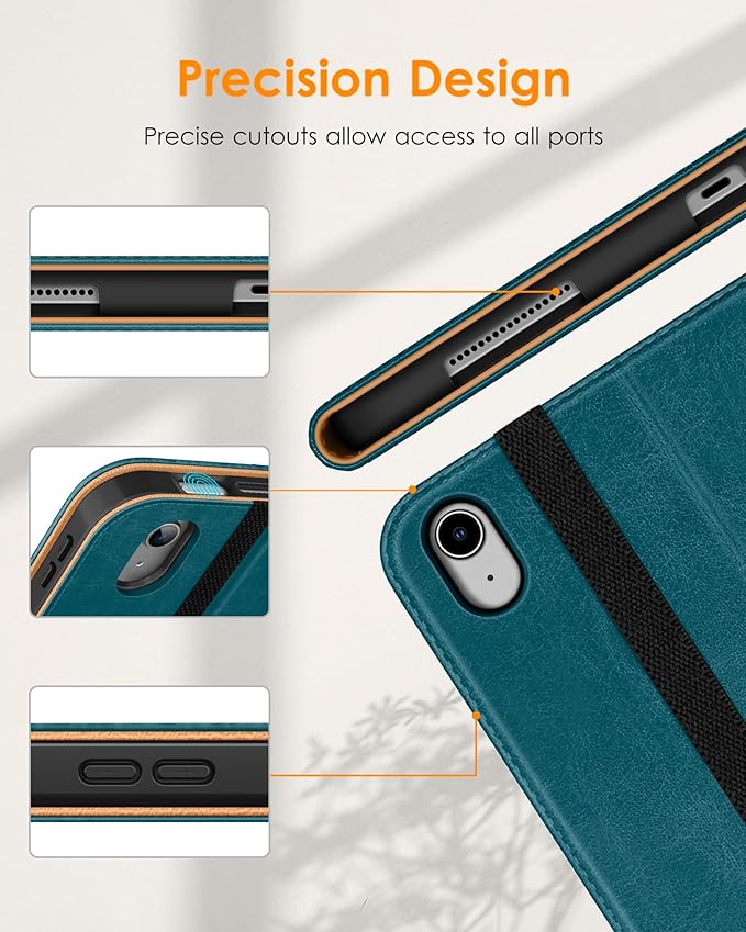 DTTO for iPad (A16) 11th Generation Case 11 Inch 2025, iPad 10th Generation Case 10.9 Inch 2022, Premium Leather Business Folio Stand Cover with Pencil Holder - Auto Wake/Sleep, New Teal