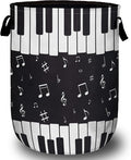 Piano Keyboard Laundry Basket with Sturdy Handles, Music Note Collapsible Oxford Cloth Laundry Hamper Organizer Basket for Bathroom Bedroom 15.7x20 Inch