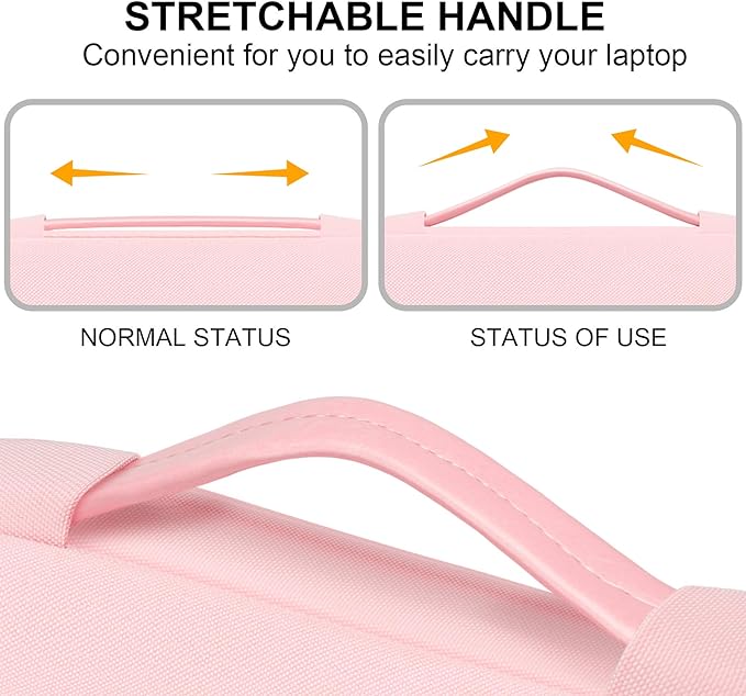 Lacdo 360° Protective Laptop Sleeve Case for 13 inch New MacBook Air M4 A3240 2025, M3 A3113, M2 A2681, M1 A2337 | 13" MacBook Pro M2/M1 A2338 A2251 | 13" iPad Pro M5 / iPad Air M3 Computer Bag, Pink