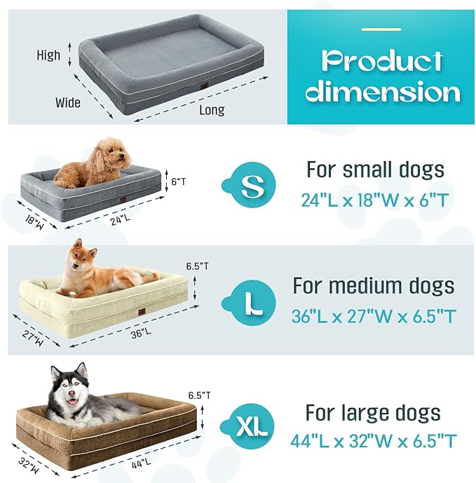 TaiBest Waterproof Memory Foam Dog Beds for Small Dogs Non-Slip Orthopedic Dog Beds Washable Couch Pet Bed with Removable Cover (Beige, Small)