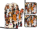 Cute Dogs Oven Mitts and Pot Holders 4 Pcs Set Oven Gloves and Potholders for Cooking Microwave BBQ Baking Grilling