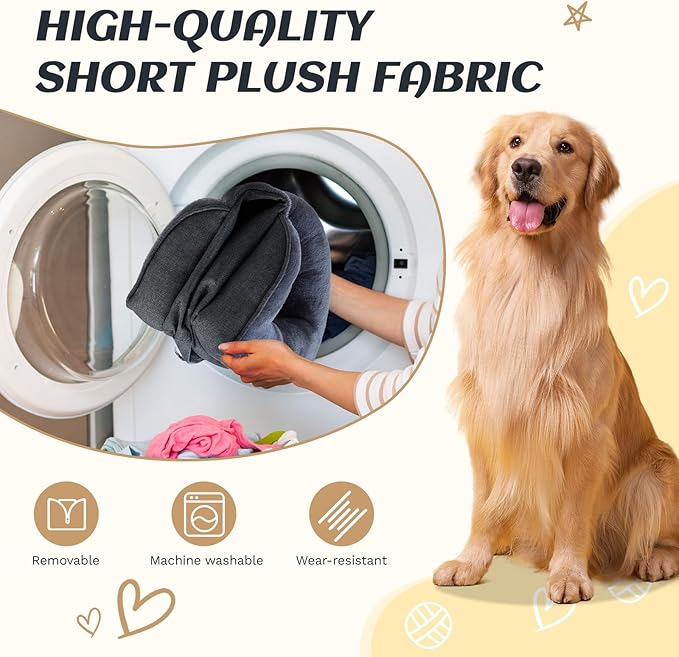 OUPEIWAWA Large Dog Bed Orthopedic with Bolster Sides Removable Egg-Crate Foam Waterproof Liner Pet Bed Sofa Couch with Removable Washable Cover Non-Slip Bottom, Dark Gray