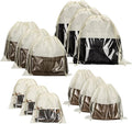 Shappy 12 Pcs Dustproof Drawstring Bags Purse Dust Storage Bags for Handbags Covers Non Woven Fabric Cloth Pouch String Packing Organizer Shoe Pouch(Assorted Sizes,Beige)