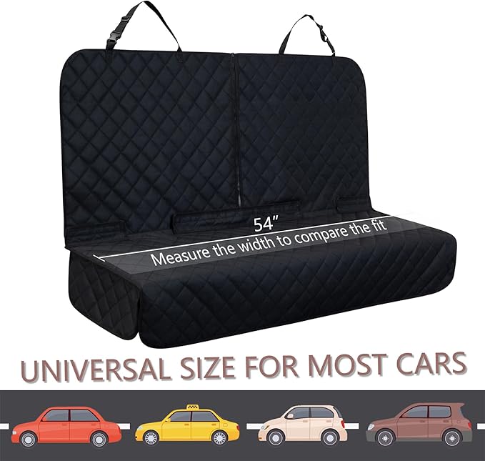 YOVEEKLE Back Car Seat Cover for Dogs, Nonslip Waterproof Dog Car Seat Protector for Rear Bench Stays Securely in Place Fits for Vehicles & SUVs (All Black)