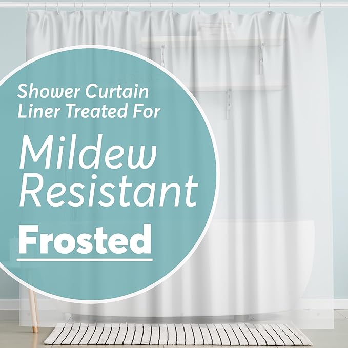 BigFoot Shower Curtain Liner – 72 x 72 PEVA Premium Shower Curtain with Rustproof Metal Grommet and 3 Magnetic Weights – Odor Free and Compatible with Standard Showers, Frosted