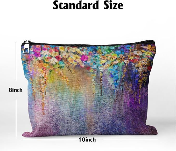 Cafl Painting Blossom Makeup Bag Travel Large Splendid Flowers Cosmetic Bag Organizer toiletry Essentials Jewelry Zipper Bag Gift For Women -10×8 inch