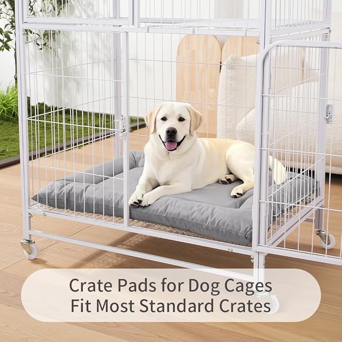 SOMAHE Dog Bed for Dog Crate Oxford Puppy Crate Pad Waterproof Pet Beds Outdoor Cage Mat Easy Rinse Grey 42×28×3 Inch