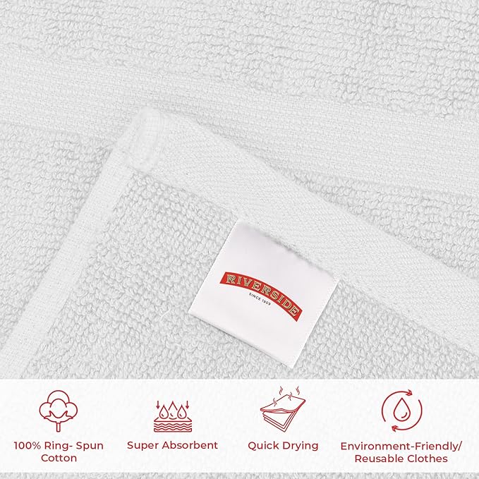 RIVERSIDE Bath Mat Set of 2 - White Bath Mats 21x34 Inches, Not a Bathroom Rug, 100% Ring Spun Cotton, Super Soft & Highly Absorbent Bathroom Floor Mats