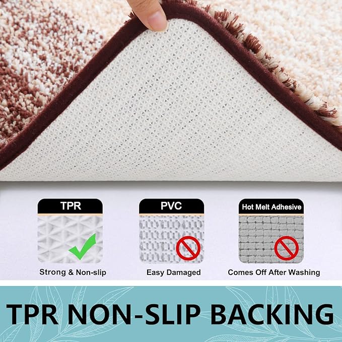 Arotive Microfiber Bathroom Rugs, Shaggy Soft and Absorbent Bath Rug, Non-Slip, Thick Plush Machine Washable Dry Bath Mats for Bathroom, Tub and Shower, 54x24, Brown, Rectangular