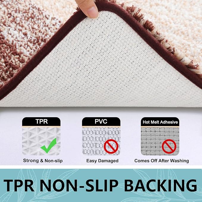 Arotive Microfiber Bathroom Rugs, Shaggy Soft and Absorbent Bath Rug, Non-Slip, Thick Plush Machine Washable Dry Bath Mats for Bathroom, Tub and Shower, 44x24, Brown, Rectangular
