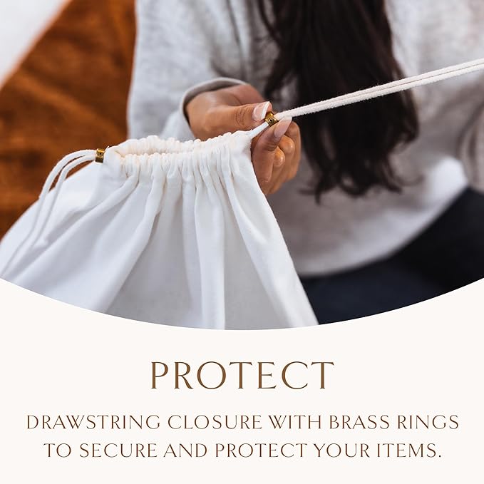 Hayden Hill Luxury Organic Cotton Dust Bags For Handbags - 3 Pack Mixed Sizes - Purse Storage, Shoe Bags and Handbag Protectors For Closet - Certified Carbon Neutral