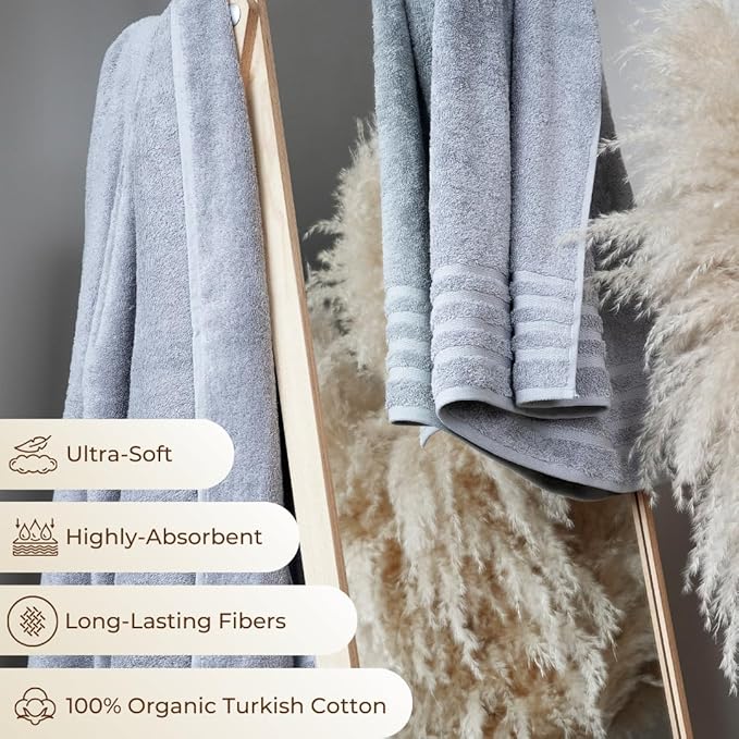 Texmpire Luxury Bath Sheets, 2 Piece Extra Large Bath Sheets (40x65 Inches), Highly Absorbent, Quick Dry, Premium, and Plush Bath Sheets, 100% Organic Turkish Cotton Towels for Bathroom (Grey)