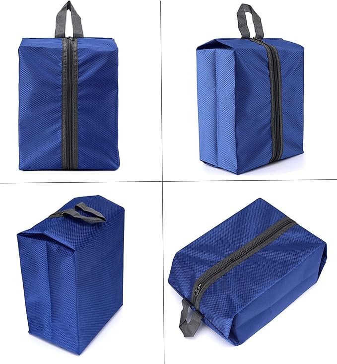 Bellcon Washable Shoe Bags for Travel, 4 Pack Blue, Nylon and Oxford Fabric, Zipper Closure