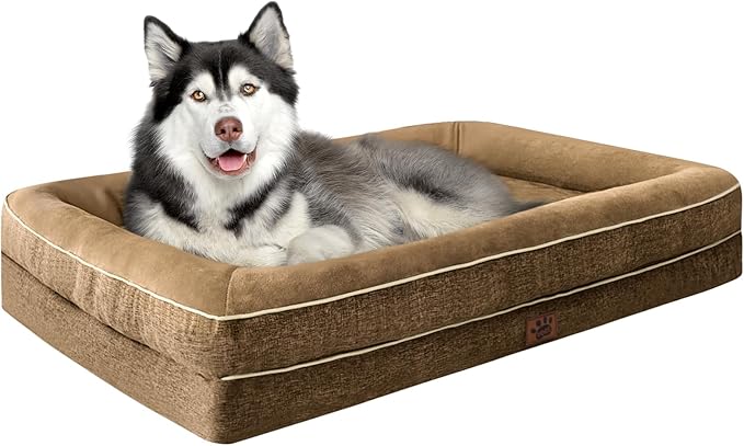 TaiBest Waterproof Memory Foam Dog Beds for Extra Large Dogs Non-Slip Orthopedic Dog Beds Washable Couch Pet Bed with Removable Cover (Brown, X-Large)