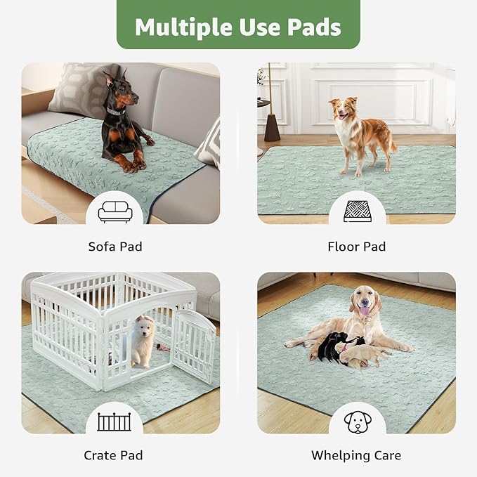 LOOBANI Washable Pee Pads for Dogs: 2 Pack Super Absorbent Reusable Puppy Pads , Leakproof and Waterproof Dog Training Pads with Pheromones for Potty, Floor, Crate, Couch Bed and Travel, 18"x24"