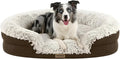 Miorun Fluffy Orthopedic Dog Bed for Medium & Large Dogs, Calming Plush Sofa Bed with Curved Bolster Support and Egg-Crate Foam Base, 43" Cozy Oval Pet Donut Bed with Washable Cover, Coffee