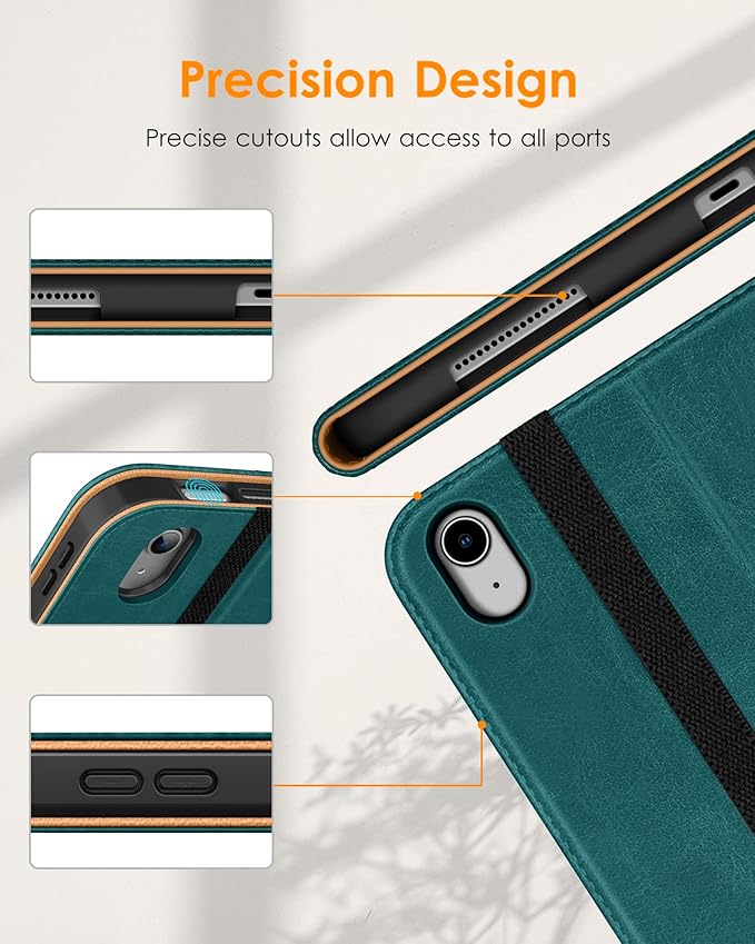DTTO for iPad (A16) 11th Generation Case 11 Inch 2025, iPad 10th Generation Case 10.9 Inch 2022, Premium Leather Business Folio Stand Cover with Pencil Holder - Auto Wake/Sleep, Green