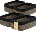 MiniArk Small Storage Baskets for Organizing | Closet Organizer Bins | Shelf Toy Basket | Woven Rope Baskets | Cube Decorative Box | Shallow Basket | 11.5x7.5x4.7” | 4 Packs Black Brown