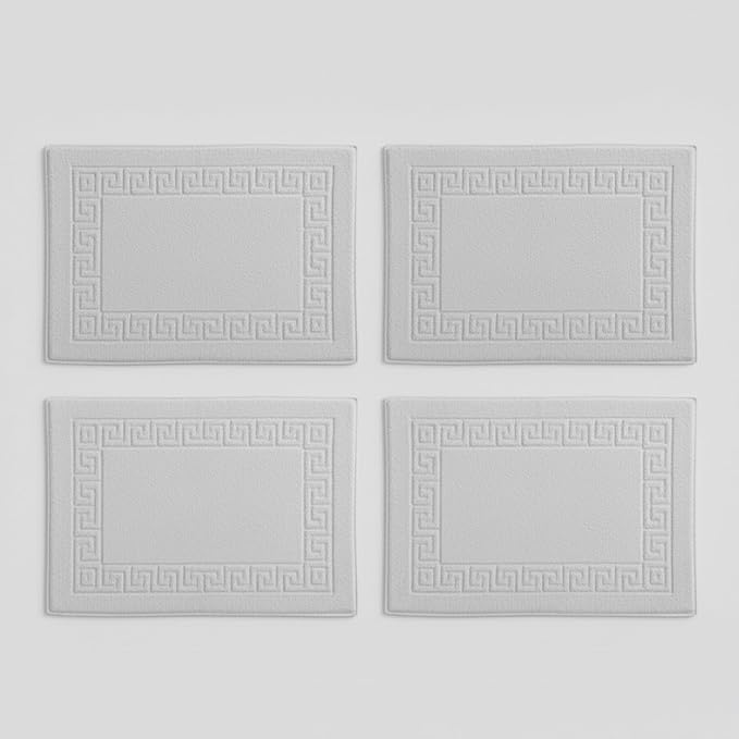 Peace Sleep Bedding Luxury Cotton Bath Mats Set of 4 – 20x32 Inches – 100% Ring-Spun Cotton, 650 GSM – Soft, Absorbent & Quick-Dry – Spa & Hotel Quality – Machine Washable – Light Grey
