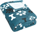 AHOOCUSTOM Dog Blanket,Super Soft Fluffy Premium Fleece Pet Puppy Blanket for Large Medium Dog Cat Mat Cover for Bed Couch,Reversible Cow Print,Turquoise,(41 x 31 Inch)