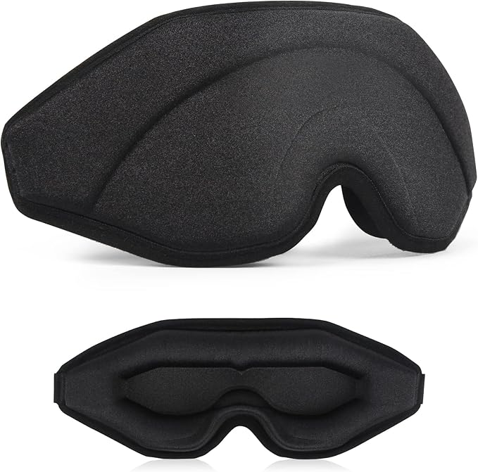 Sleep Mask for Men Women, WM Blackout 3D Contoured Eye Mask for Sleeping & Blindfold for Lash Extensions, Soft Comfy Eye Cover Shade with Adjustable Strap, Travel Yoga Nap Night Shift