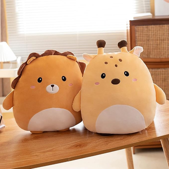 Lannery Lion Plush Pillow, Soft Cartoon Animal Plush Toy, Hugging Pillow, Cute Lion Plushie, 16 inch