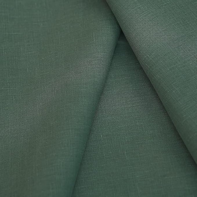 Japan Nature 100% Linen Fabric for Clothing, Home Decor, Pillow, Sofa, 55" Width, Craft by The Yard (Dark Green Color)