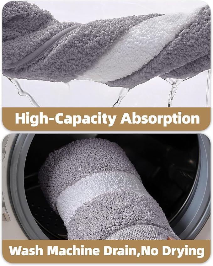 Color&Geometry Bathroom Rugs, Water Absorbent and Quick Dry Microfiber Bath Rugs-24"x36", Non-Slip, Machine Washable, Extra Soft Plush Bath Mats for Bathroom, Laundry Room, Light Grey White