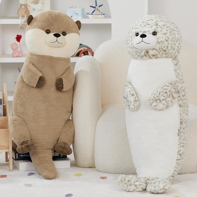 Tezituor 39 inch Giant Otter Stuffed Animal, 3ft Long Otter Plush Body Pillow for Sleeping, Hugging Soft Stuffed Ocean Otter Plush Birthday Party Gift for Kids Girlfriend