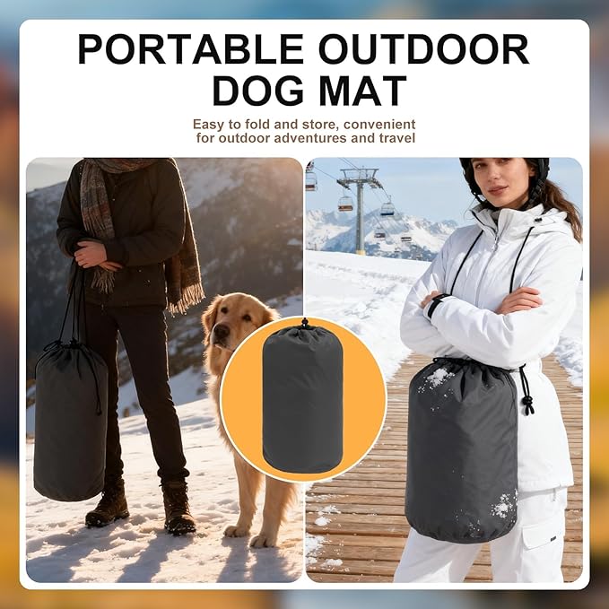BINGPET Outdoor Travel Dog Bed for Large/Medium Dogs,Portable Waterproof Camping Mat with Carry Bag,Foldable Outside Bed,Machine Washable Indoor Pet Mat for Small,Medium and Large Dogs 35"x51"