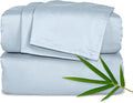 Pure Bamboo Queen Sheets, Genuine 100% Organic Viscose Derived from Bamboo Bed Sheet Set, Luxuriously Soft & Cooling, Double Stitching, 2 Year Quality Promise (Queen, Glacier)