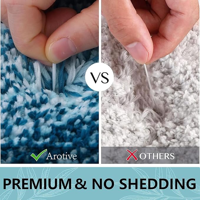 Arotive Microfiber Bathroom Rugs, Shaggy Soft and Absorbent Bath Rug, Non-Slip, Thick Plush Machine Washable Dry Bath Mats for Bathroom, Tub and Shower, 34x21, Peacock Blue, Rectangular