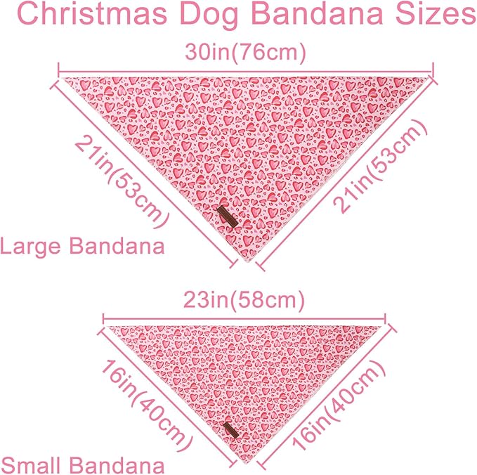 UP URARA PUP Valentine Dog Bandana, Pink Heart Triangle Bid Scarf for Small Medium Dog, Cotton Pet Kerchief for Girl Boy Dogs or Cats, Red Dog Bandana, Cute Adorable Puppy Bandana