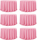 6-Pack Pink Round Tablecloths, 132 Inches, Stain-Resistant Polyester for 6-8 Ft Round Tables - Washable Table Covers for Weddings, Banquets, Birthday Parties, Events