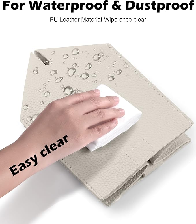 Tclouda Tissue Box Cover for PU Leather, Modern Simple Solid Color Holder Square Tissue Bag, Ideal for Bathrooms,Office,Car,Outdoor Tent,Dining Table,5"X5"X5", Single Off-White