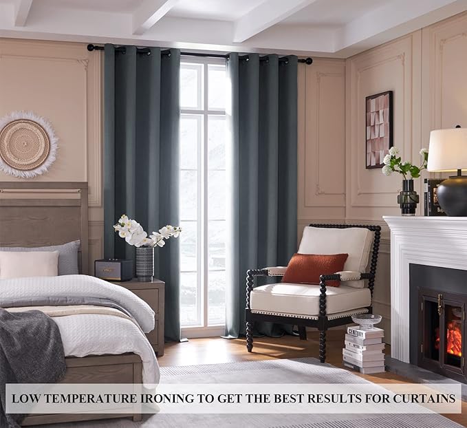 Rutterllow Total Blackout 340 GSM Curtains 2 Panels, Full Shade 84 Inches Long Complete Drapes for Living Room, Dark Grey Thermal Insulated Bedroom Window Treatment Drapes (Gray, 52 x 84 inch)