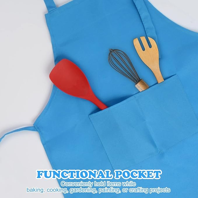 SINLAND Kids Apron with Pocket 2 Pack Children Chef Apron for Cooking Baking Painting