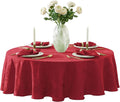 Newbridge Barcelona Damask Fabric Tablecloth, 70 Inch Round, Red – No Iron, Soil Resistant Table Cover for Dining, Parties and Holidays